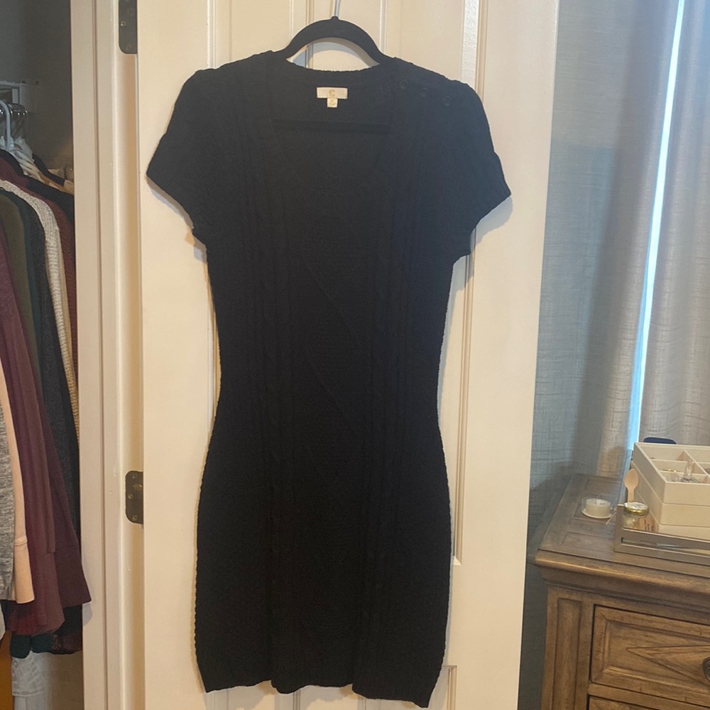 Black short sleeve sweater dress